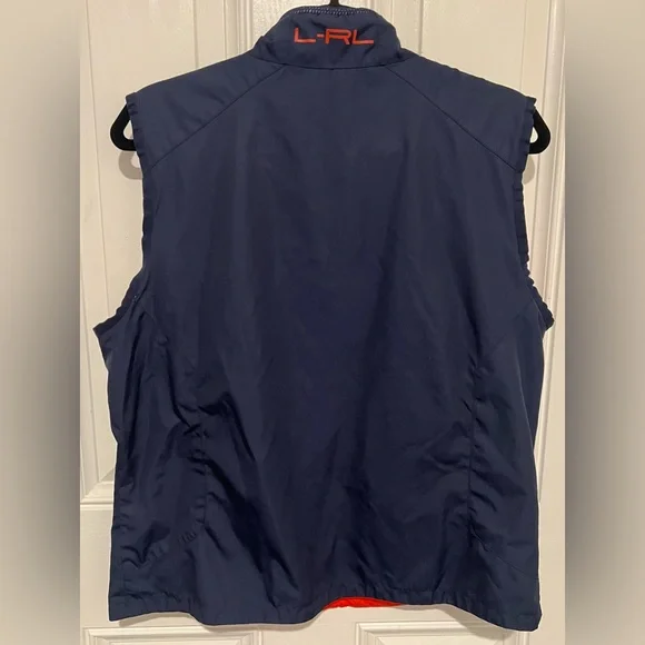 Lauren Ralph Lauren L Womens Crest Reversible Golf Vest Blue Orange Embroidered - Picture 15 of 15